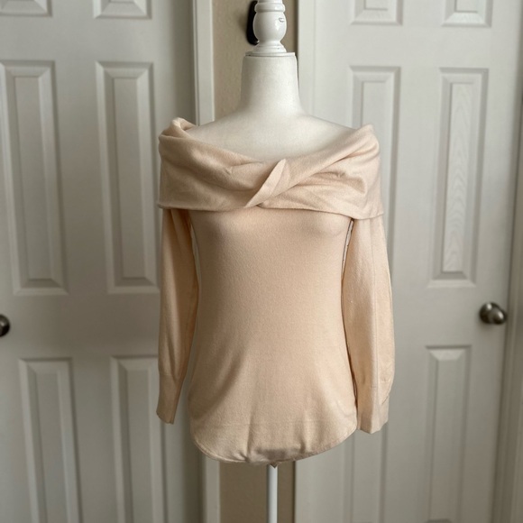 Express Tops - Express Ultra Soft Twisted Off The Shoulder Sweater Thong Bodysuit Size: Large